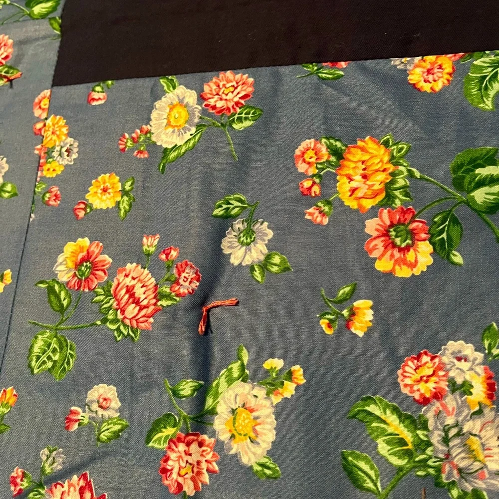 Quilted Lap Blanket NEWLY MADE Light Blue Dark Blue Flowers